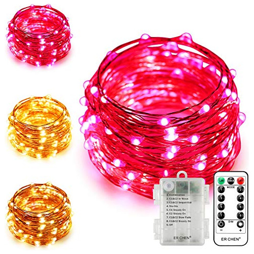 Erchen Battery Powered Dual-color Led String Lights, 33...
