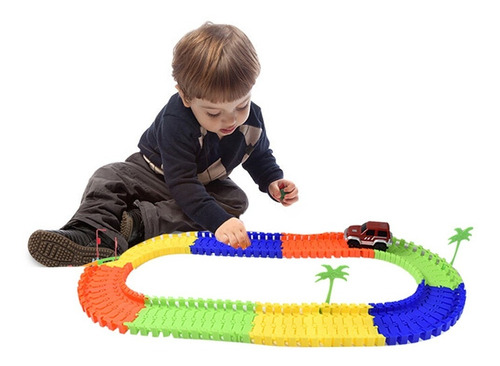 Imagen 5 de 9 de Pista De Coche Flexible Infantil 1 Auto Para Niños Log-on