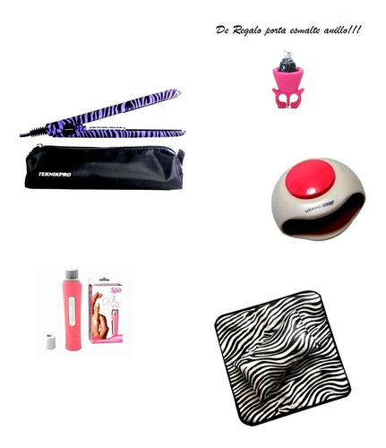 Imagen 1 de 3 de Set Belleza Planchita Secador Lima A Pilas Apoya Mano+regalo