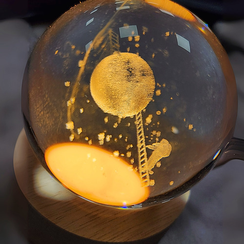 Esfera Cristal 6cm 3d Led Luz Noche Lampara Usb Ascenso Lunar