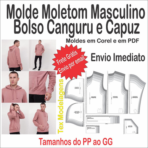 Molde Modelagem Blusa De Moletom Masculina Envio Email - 102