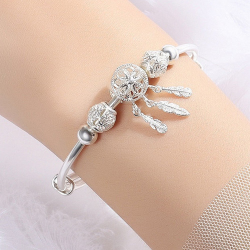 Brazalete Dreamcatcher De Atrapa Sueño Plateado