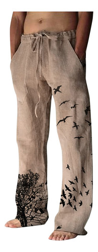 Pantalones De Yoga Creativos De Lino Y Algodón Con Estampado