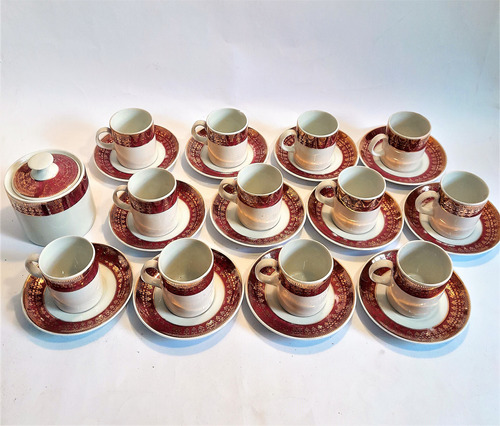 Set De Pocillos De Café Y Azucarera De Porcelana Schmidt