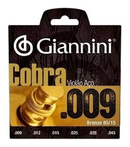 Encordoamento Violão Aço 009 Giannini Cobra 85/15