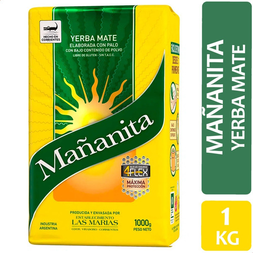 Imagen 2 de 7 de Yerba Mate Mañanita Con Palo 4 Flex Libre Gluten Sin Tacc