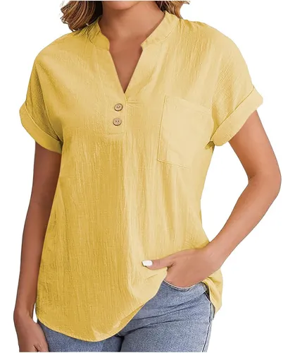 comprar Camisas De Lino Para Mujer, Blusas Casuales Elegantes, Con C