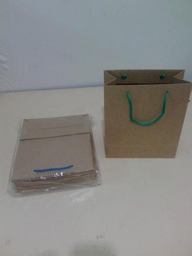  Bolsas De Papel Kraft Marron 20,5x24x10 Cms. 