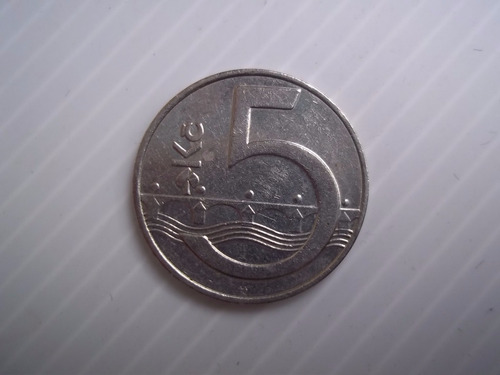 Republica Checa 5 Korun Coronas Moneda Año 1996 Km#8