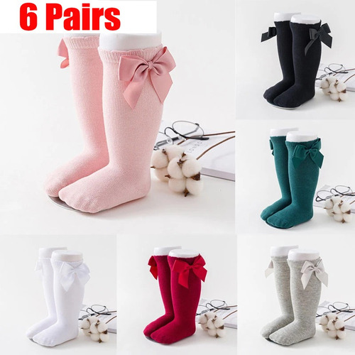 6pairs Calcetines Niños Niños Niñas Big Arco Rodilla Largo