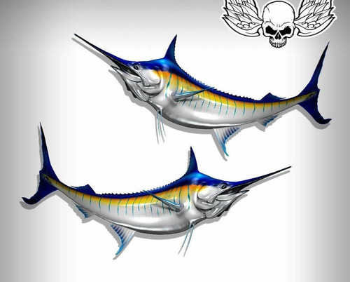 Blue Marlin Fish Laminado Pesca Adhesivo Perfecto Para 2