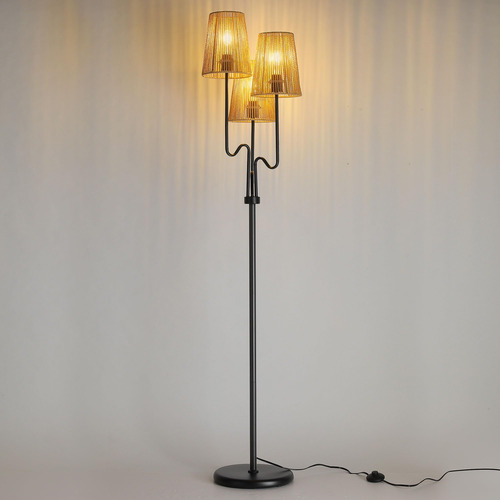 Lámpara De Pie Zenglimmer Boho Rattan De 173 Cm Con 3 Luces,