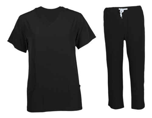 Conjunto De Uniforme Femenino Con Cuello En V Y Pantalones