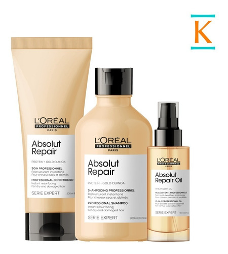 Loreal Kit Absolut Repair: Shampoo + Acondicionador + Serum