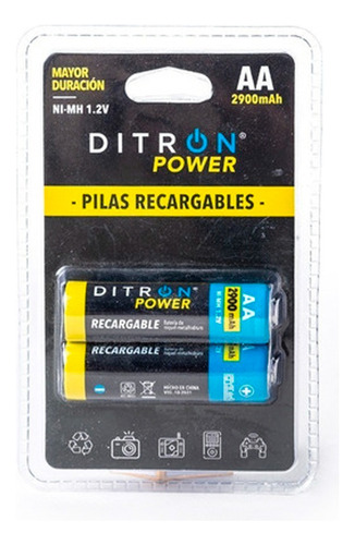 Pilas Aa Ditron Recargables X2 2900mah Doble A