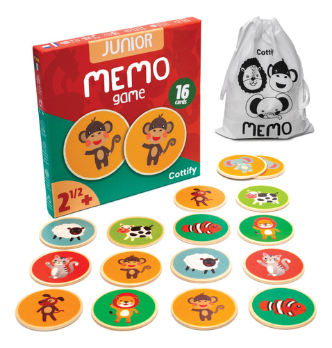 Cottify Juego De Memoria De Madera Para Ninos Pequenos De 2