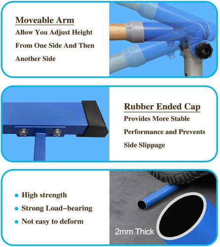 Barra Horizontal P/gimnasia, Altura Ajustable 3-5 Ft, Azul