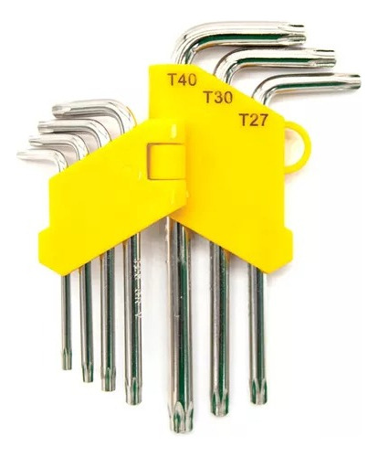 Juego Llave Torx Estrella 7pzas T10,15,20,25,27,30,40, Covo