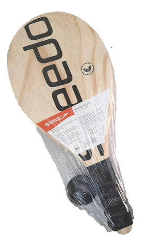 Kit 2 Raquetes De Frescobol + Bolinha Speedo Popular Racket Cor Preto