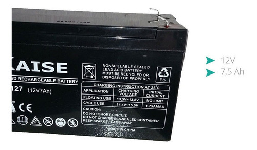 Imagen 2 de 5 de Bateria De Gel 12v 7ah Sistema De Alarma Seguridad
