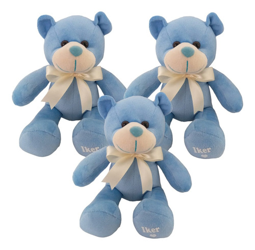 12 Osos Personalizados Recuerdos 26cm  Baby Shower Azul