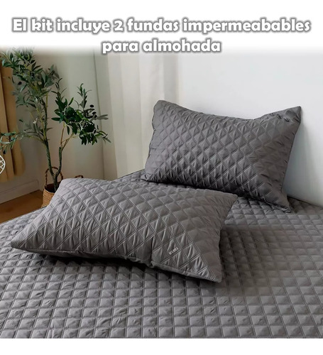Cubre Colchón Matrimonial Impermeable Con 2 Cubre Almohada