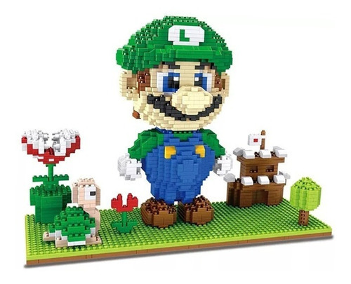 Super Mario Bros Figura De Bloques Armables Luigi Escenario Cantidad De Piezas 1791