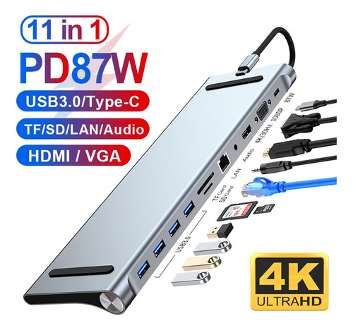 11 Em 1 Tipo Cubo Do Usb C Para Macbook Pro/air Com 4k Hdmi,