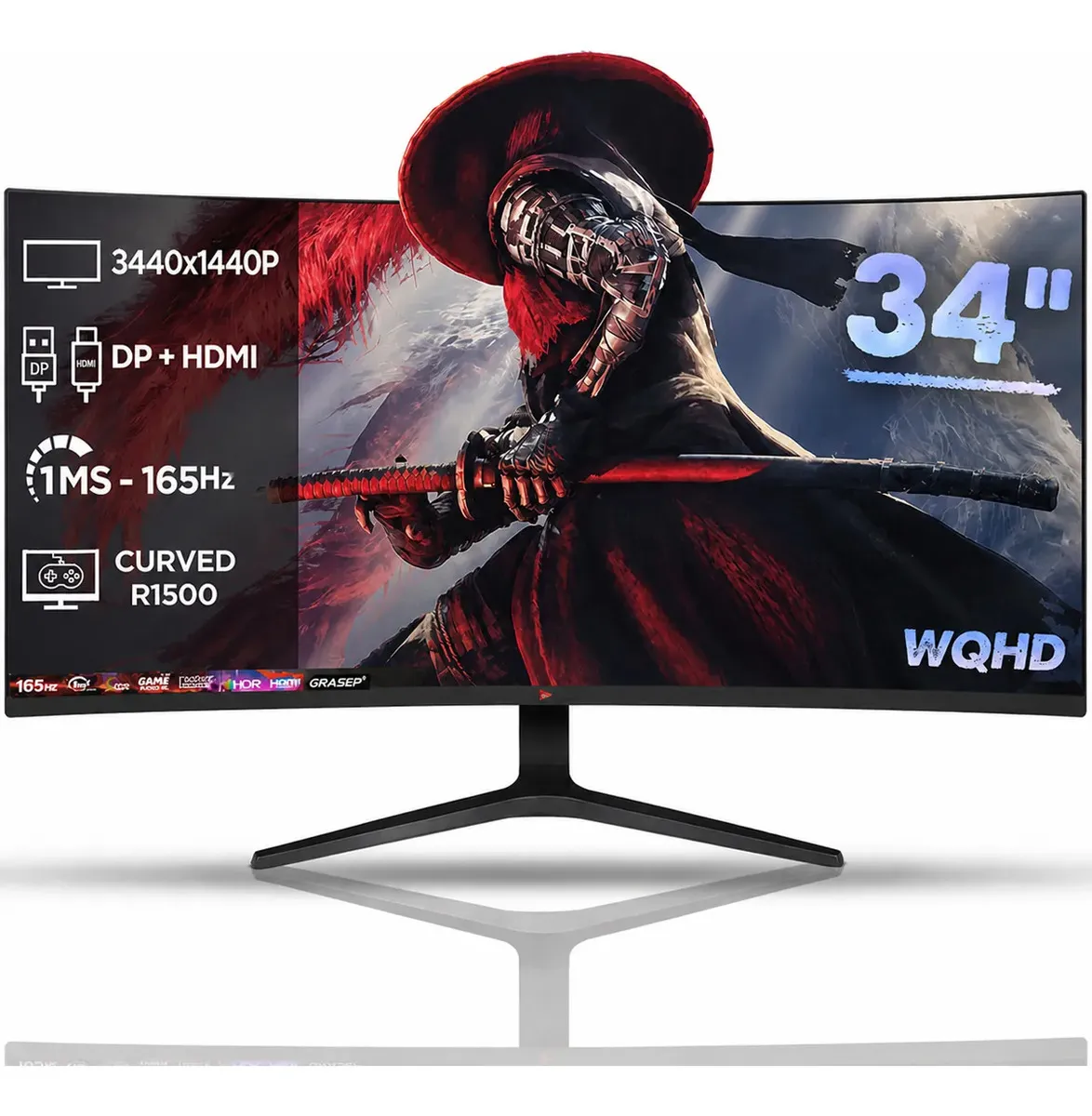 Monitor Gaming Curvo 34 Ultrawide Led 165hz 1ms Hdmi Dp Preto