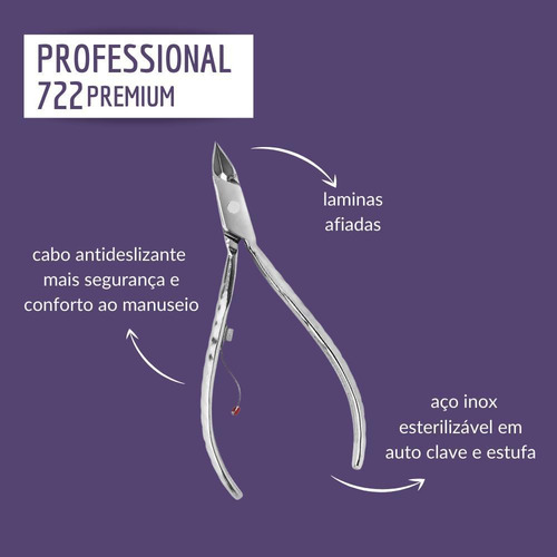 Imagem 2 de 4 de Alicate De Cuticula Profissional 722 Inox Afiado Mundial