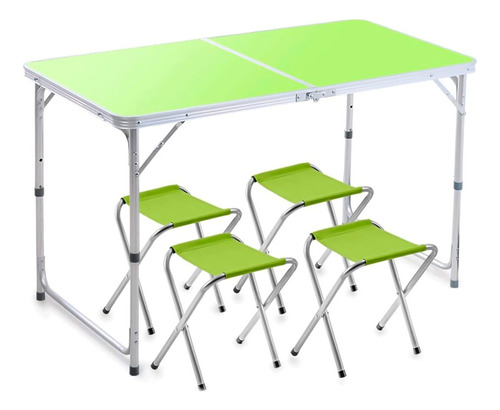 Mesa Portátil 4 Taburetes Campamento O Picnic Bossa 120x60cm Color Verde