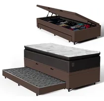 Comprar Bicama Baú Solteiro C\u002Fcolchão Ravena De Molas+cama Auxiliar