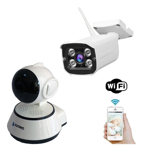 Kit Monitoreo X2 Camaras Ip Inalambricas Seguridad Wifi 360