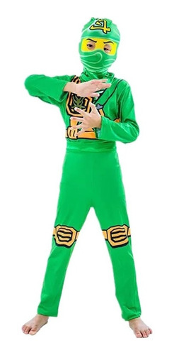 Imagem 6 de 9 de Fantasia Infantil Ninjago Lego Samurai Ninja C/touca Luvas