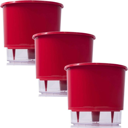 Kit 3 Vaso Raiz Autoirrigavel 16x14 Vermelho Planta Temperos