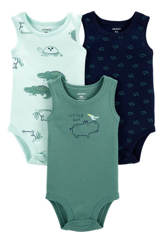 Pack 3pc Bodies Sin Manga De ALG Estampado Bebe Carters 6m F