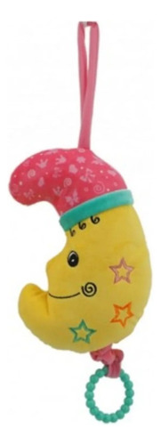 Cunero Musical A Tira De Peluche Bebes Luna Rosa Celeste Mca Color Amarillo/fucsia