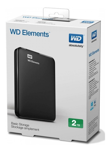 Disco Duro Hdd Externo 2tb 2.5  Wd Elements Usb3 Negro