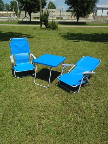 Combo 2 Sillones De Hierro Lona Microperf. ( Bajo) + Mesita