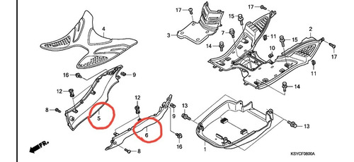 Imagen 2 de 4 de Baguetas Zocalo Originales Honda Elite 125 Mod 06-12