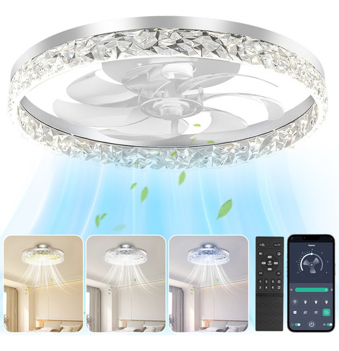Ventilador Techo 52cm Inteligente Con Luces Y Control Remoto
