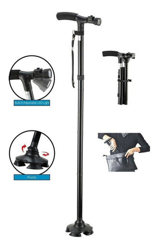 Trusty Cane Baston Ortopedico Plegable Con Linterna Luz Led