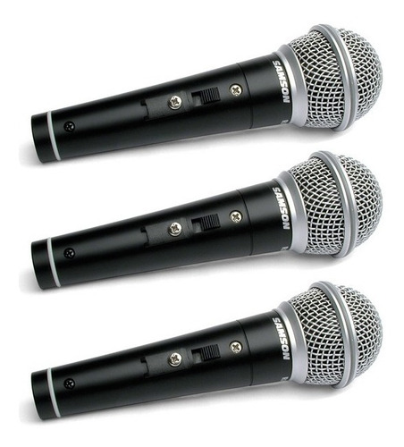 Kit 3 Micrófonos Samson R21s Vocal Con Switch Pipeta Estuche