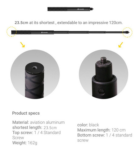 ¡ Insta360 - Palo Para Selfie Invisible (1/4 Pulgada, 23,5