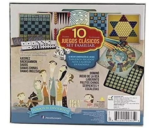10 En 1 Clasicos Damas Ajedrez Backgammon Dados Domino Oca