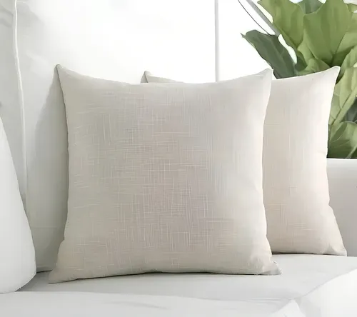 Cojín De Rayas De Terciopelo - Modelo Grande - Beige Y Caramelo