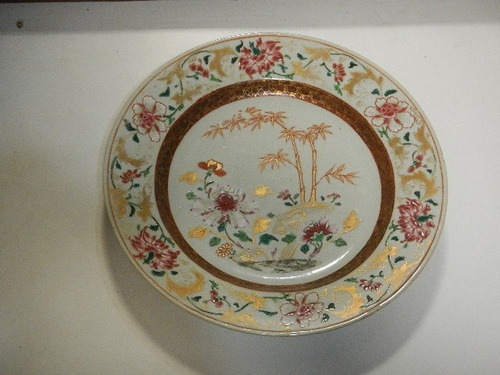 Plato Antiguo De Porcelana China Pintado A Mano Buen Estado