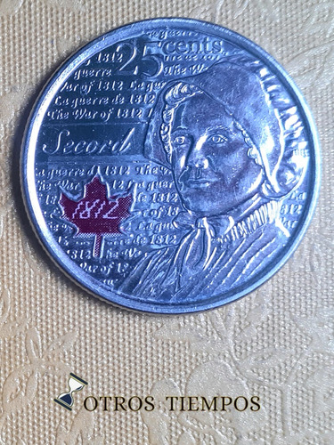 Moneda Canada 25 Centavos Esmaltada Color