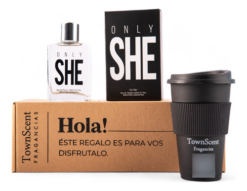 Set Caja Regalo Perfume Only She X 100ml Edp + Vaso Termico