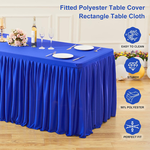 Mantel De Poliéster Azul Real Para Mesas Rectangulares De 8